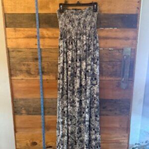 BUZY Collection Sugar Skull Maxi Dress – Strapless Black & White – Size Large (E